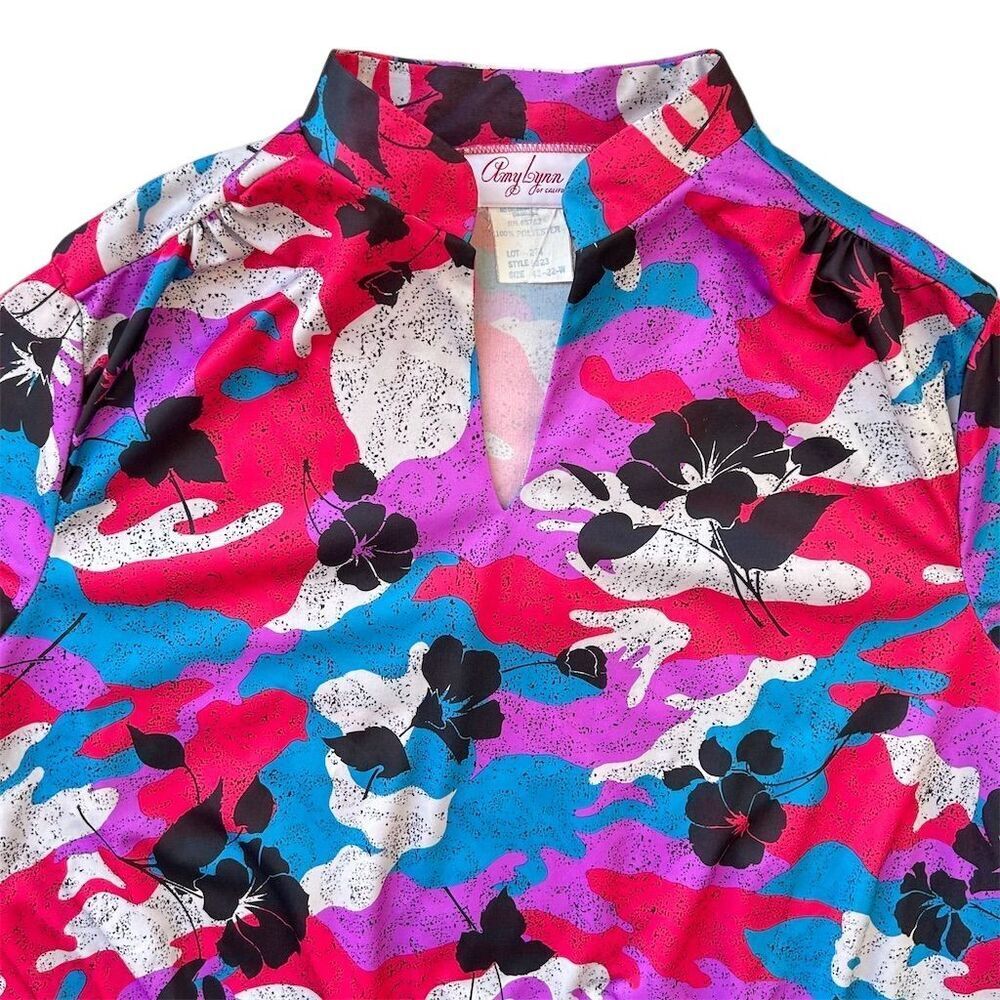 Amy Lynn Women's Floral Blouse Size 42 Collared Short Sleeve Casual - Picture 3 of 5